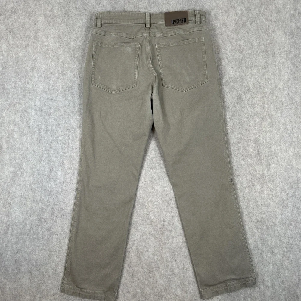 Duluth Trading Flex Fire Hose Pants Mens 32x30 Khaki Slim Fit Work Jeans